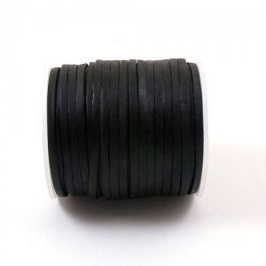 25 Metres Flat Black Leather Lacing 3mm Wide