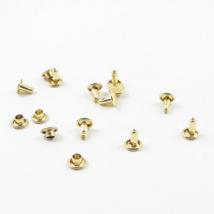 7mm Double Cap Brass Plated Rivets Pack of 30