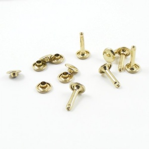 15mm Double Cap Brass Plated Rivets x 100