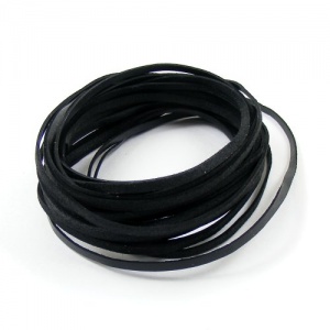 5 Metres Flat Black Leather Lacing 3mm Wide