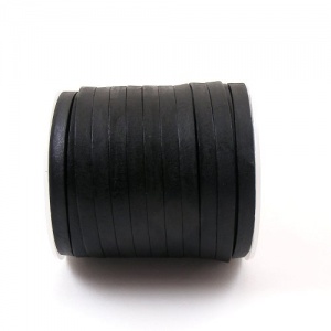 Flat Black Leather Lacing 6mm Wide - 25 Metres