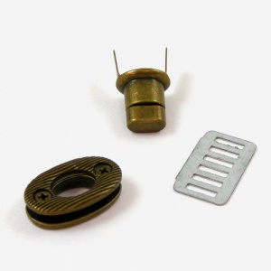 Antiqued Brass Effect Oval Handbag Turn Button