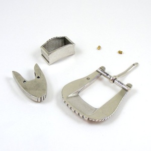 Silver Plated Rope Edge 3 Piece Buckle Set 25mm