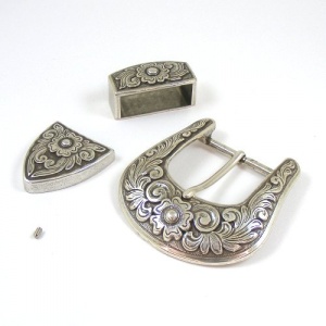 Silver Plated 3 Piece Buckle Set 38mm 1 1/2''