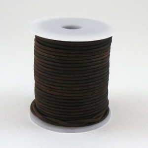 Dark Brown Antique Effect 2mm Round Leather Lacing 25 Metres