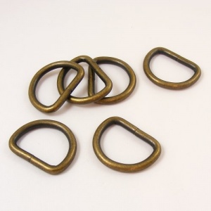 32mm 1 1/4'' Antiqued Brass Effect D Rings - Pack of 6