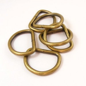 38mm 1 1/2'' Antiqued Brass Effect D Rings - Pack of 6