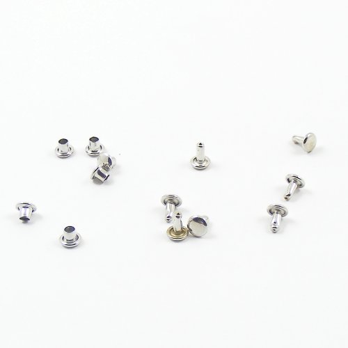 4.5mm Double Cap Nickel Plated Rivets x 100 artisanleather.co.uk
