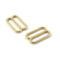 32mm Strap Adjuster / 3 Bar Slide BRASS Plated x2