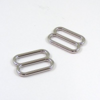 25mm Strap Adjuster / 3 Bar Slide Nickel Plated x2